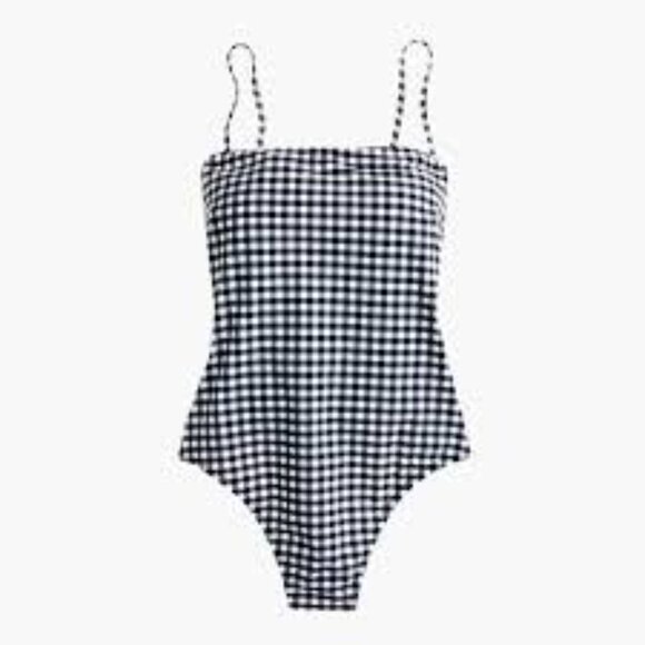 J. Crew Other - - J. Crew Straight Bandeau One-Piece Swimsuit In Matte Gingham- Size 8